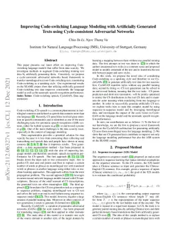 Improving Code-switching Language Modeling with Artificially Generated
  Texts using Cycle-consistent Adversarial Networks