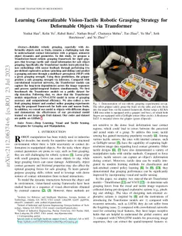 Learning Generalizable Vision-Tactile Robotic Grasping Strategy for
  Deformable Objects via Transformer