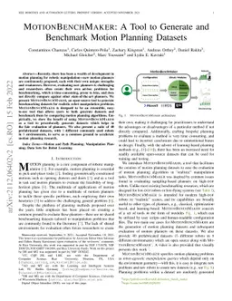 MotionBenchMaker: A Tool to Generate and Benchmark Motion Planning
  Datasets