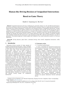 Human-like Driving Decision at Unsignalized Intersections Based on Game
  Theory