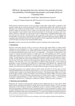 GM Score: Incorporating inter-class and intra-class generator diversity,
  discriminability of disentangled representation, and sample fidelity for
  evaluating GANs