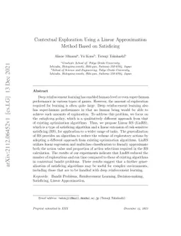 Contextual Exploration Using a Linear Approximation Method Based on
  Satisficing