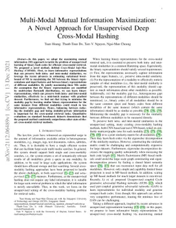 Multi-Modal Mutual Information Maximization: A Novel Approach for
  Unsupervised Deep Cross-Modal Hashing