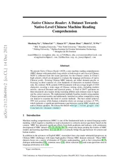 Native Chinese Reader: A Dataset Towards Native-Level Chinese Machine
  Reading Comprehension