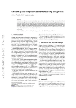 Efficient spatio-temporal weather forecasting using U-Net