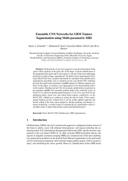 Ensemble CNN Networks for GBM Tumors Segmentation using Multi-parametric
  MRI