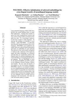 WECHSEL: Effective initialization of subword embeddings for
  cross-lingual transfer of monolingual language models