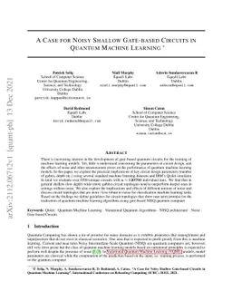 A Case For Noisy Shallow Gate-Based Circuits In Quantum Machine Learning