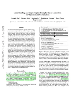 Understanding and Improving the Exemplar-based Generation for
  Open-domain Conversation