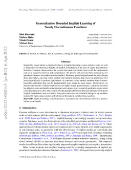 Generalization Bounded Implicit Learning of Nearly Discontinuous
  Functions