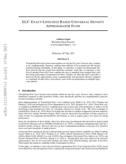 ELF: Exact-Lipschitz Based Universal Density Approximator Flow