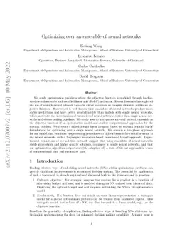Optimizing over an ensemble of neural networks