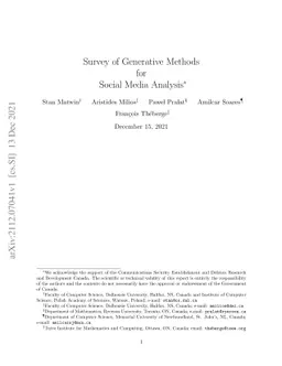 Survey of Generative Methods for Social Media Analysis