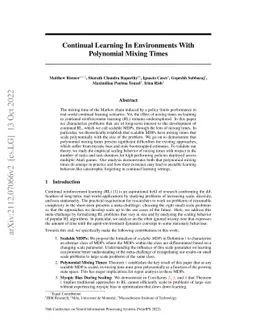Continual Learning In Environments With Polynomial Mixing Times