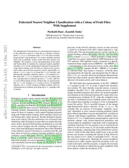 Federated Nearest Neighbor Classification with a Colony of Fruit-Flies:
  With Supplement