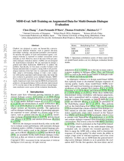 MDD-Eval: Self-Training on Augmented Data for Multi-Domain Dialogue
  Evaluation