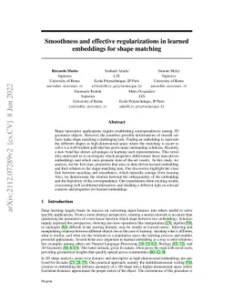 Smoothness and effective regularizations in learned embeddings for shape
  matching