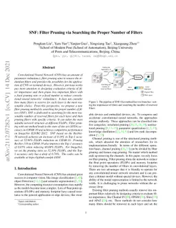 SNF: Filter Pruning via Searching the Proper Number of Filters