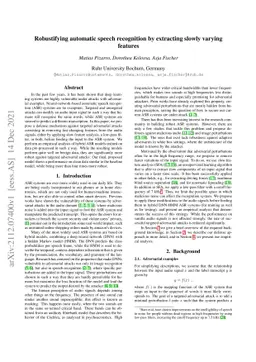Robustifying automatic speech recognition by extracting slowly varying
  features
