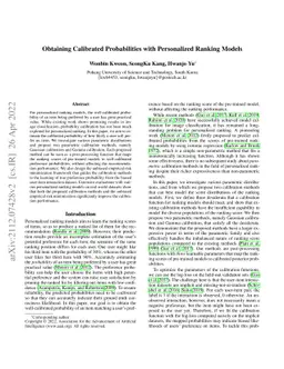 Obtaining Calibrated Probabilities with Personalized Ranking Models