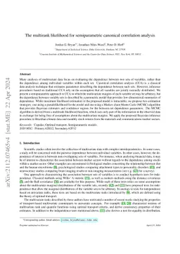 The multirank likelihood for semiparametric canonical correlation
  analysis