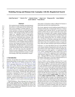 Modeling Strong and Human-Like Gameplay with KL-Regularized Search