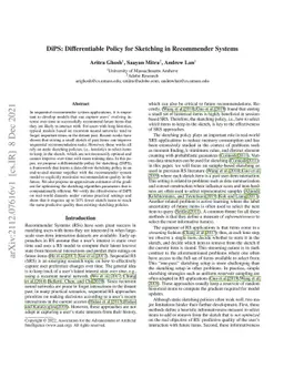 DiPS: Differentiable Policy for Sketching in Recommender Systems