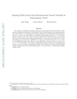 Training Multi-Layer Over-Parametrized Neural Network in Subquadratic
  Time