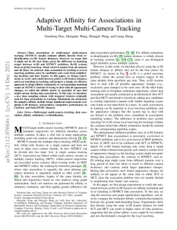 Adaptive Affinity for Associations in Multi-Target Multi-Camera Tracking