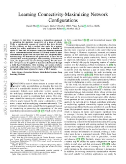 Learning Connectivity-Maximizing Network Configurations