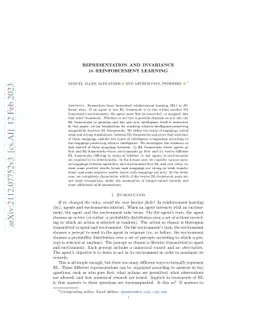 Representation and Invariance in Reinforcement Learning