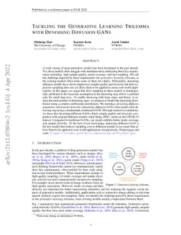 Tackling the Generative Learning Trilemma with Denoising Diffusion GANs