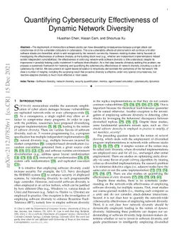 Quantifying Cybersecurity Effectiveness of Dynamic Network Diversity
