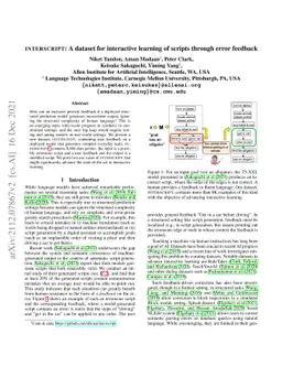 Interscript: A dataset for interactive learning of scripts through error
  feedback