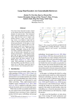 Large Dual Encoders Are Generalizable Retrievers