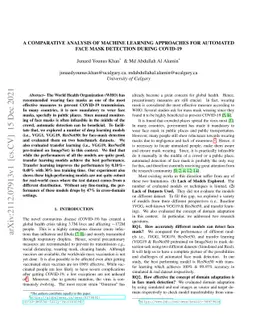 A Comparative Analysis of Machine Learning Approaches for Automated Face
  Mask Detection During COVID-19