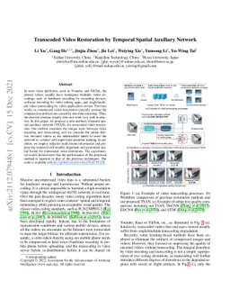 Transcoded Video Restoration by Temporal Spatial Auxiliary Network