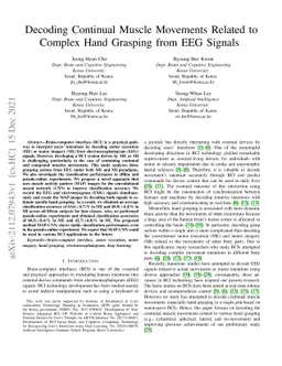 Decoding Continual Muscle Movements Related to Complex Hand Grasping
  from EEG Signals