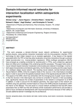 Domain-informed neural networks for interaction localization within
  astroparticle experiments