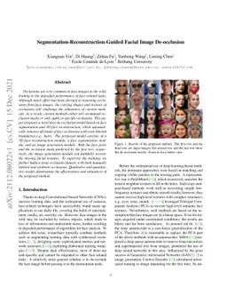 Segmentation-Reconstruction-Guided Facial Image De-occlusion