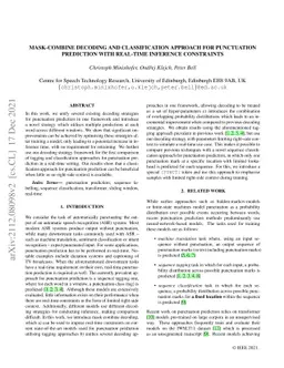Mask-combine Decoding and Classification Approach for Punctuation
  Prediction with real-time Inference Constraints