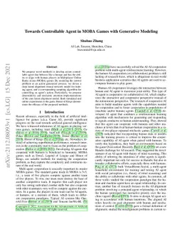 Towards Controllable Agent in MOBA Games with Generative Modeling