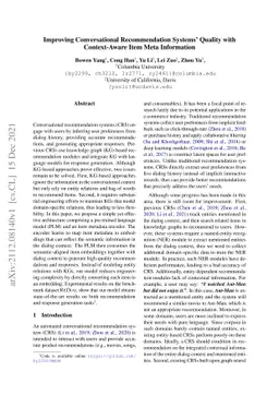 Improving Conversational Recommendation Systems' Quality with
  Context-Aware Item Meta Information