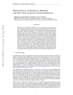 Hierarchical Variational Memory for Few-shot Learning Across Domains