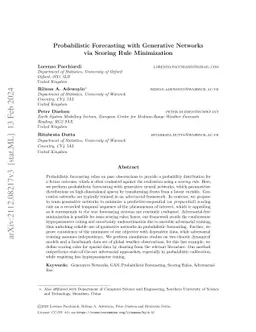 Probabilistic Forecasting with Generative Networks via Scoring Rule
  Minimization