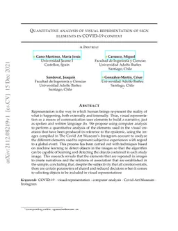 Quantitative analysis of visual representation of sign elements in
  COVID-19 context