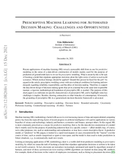 Prescriptive Machine Learning for Automated Decision Making: Challenges
  and Opportunities