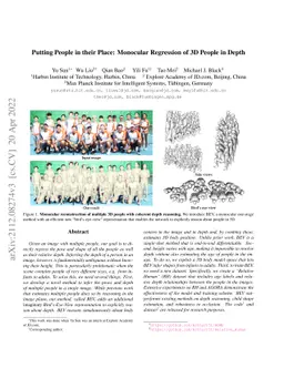 Putting People in their Place: Monocular Regression of 3D People in
  Depth