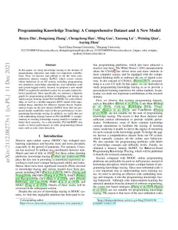 Programming Knowledge Tracing: A Comprehensive Dataset and A New Model