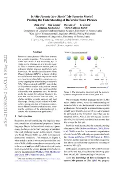 Is "My Favorite New Movie" My Favorite Movie? Probing the Understanding
  of Recursive Noun Phrases